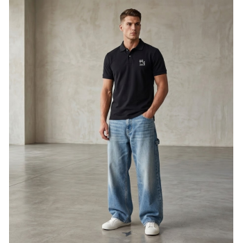 BLACK CRAMBL MINIMAL KAT POLO SHIRT
